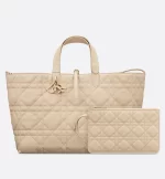DIOR / LARGE DIOR TOUJOURS BAG Powder Beige Macrocannage Calfskin M2820OSHJ_M51U - Image 4
