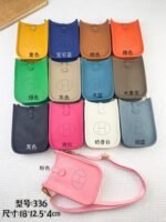 Hermès Evelyn TOGO mini phone bag Grey 336 size: 18*12.5*4cm - Image 2