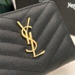 YSL Kat caviar Short round zip wallet 1890 black size: 12*10*3CM - Image 5