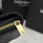 YSL Kat caviar Short round zip wallet 1890 black size: 12*10*3CM - Image 7