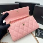 Chanel Rhombus caviar cowhide chain crossbody bag pink 8001 size: 18*10.5*3.5 cm - Image 5