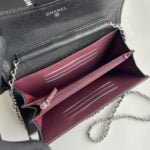 Chanel chain crossbody bag Cowhide with diamond lattice caviar Sliver hardware Black  A50076 size: 18*10.5*3.5cm - Image 2