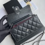 Chanel chain crossbody bag Cowhide with diamond lattice caviar Sliver hardware Black  A50076 size: 18*10.5*3.5cm - Image 3