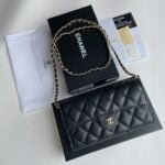 Chanel chain crossbody bag Cowhide with diamond lattice caviar gold hardware black A50076 size: 18*10.5*3.5cm - Image 2
