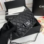 Chanel cf Square Fat 1115 sheepskin leather black size: 18*14*7cm - Image 2