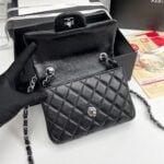 Chanel cf Square Fat 1115 sheepskin leather black size: 18*14*7cm - Image 7
