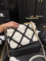 Chanel sheepskin embroidery argyle Crossbody handbag 1160 size:26cm - Image 5