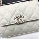 Chanel Black Horse Kelly Lichee cowhide long handle bag 9100 white size:19*10*4.5cm - Image 2
