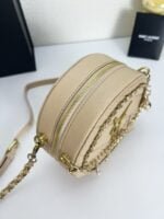 YSL round bun bag with chain strap apricot size: 17cm - Image 5