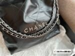CHANEL Pearl garbage bag black with sliver hardware size：30*32cm - Image 3