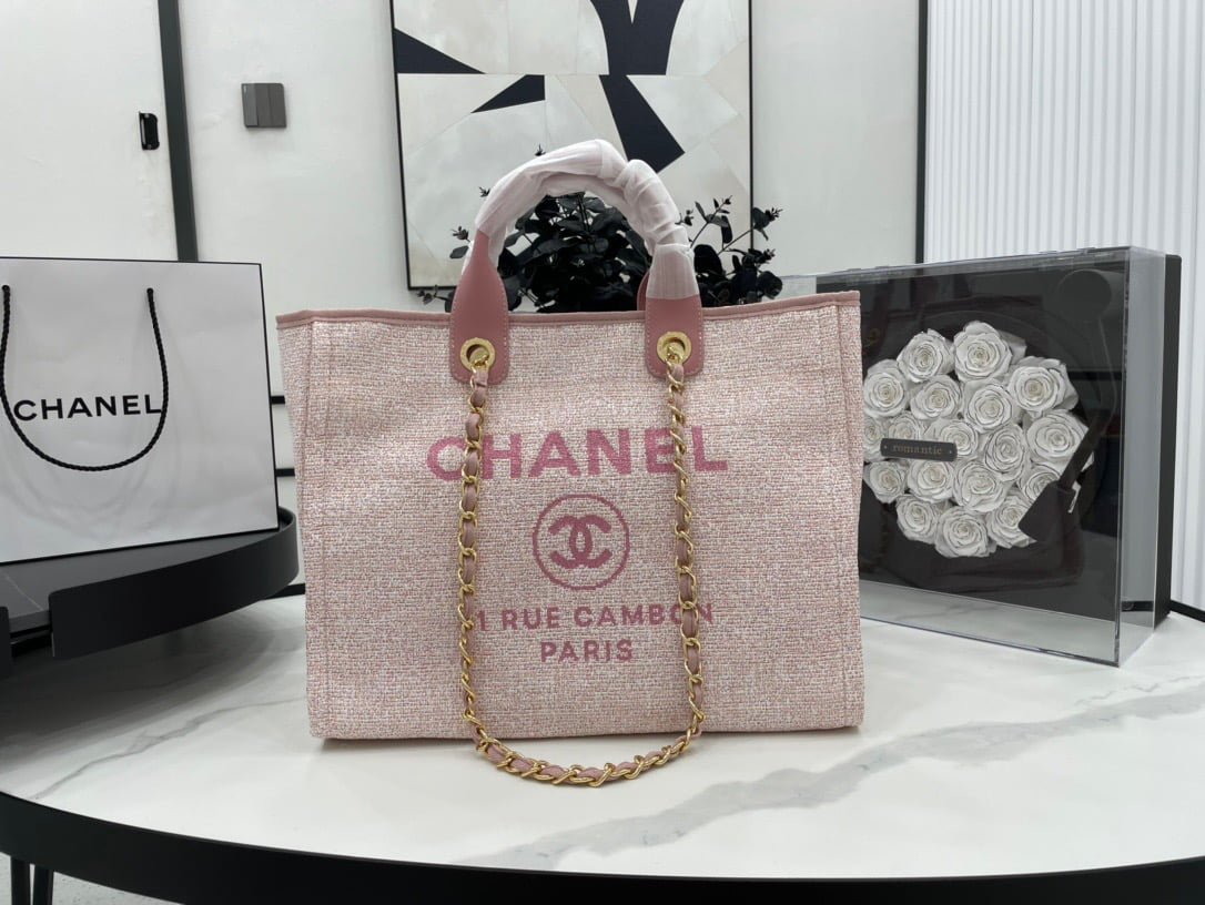 微信图片_20231108142928 Chanel canvas tote bag Pink light gold size: 38cm - Image 1