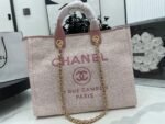 Chanel canvas tote bag Pink light gold size: 38cm - Image 2
