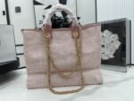 Chanel canvas tote bag Pink light gold size: 38cm - Image 5