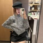 SLCizhuMa Celine Advanced Craftsmanship Bead Embroidered Knitted Cardigan