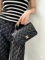 XiaBa315 CHANEL Metal handle leather bag  20cm