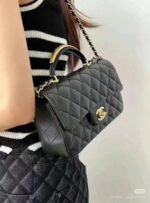 XiaBa315 CHANEL Metal handle leather bag  20cm - Image 2
